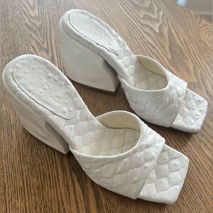 Tibi Kenji White Block Heels